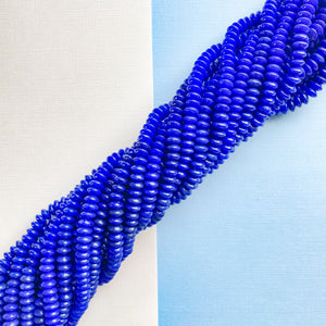 
                
                    Load image into Gallery viewer, 8mm Cobalt Smooth Dyed Jade Rondelle Strand
                
            