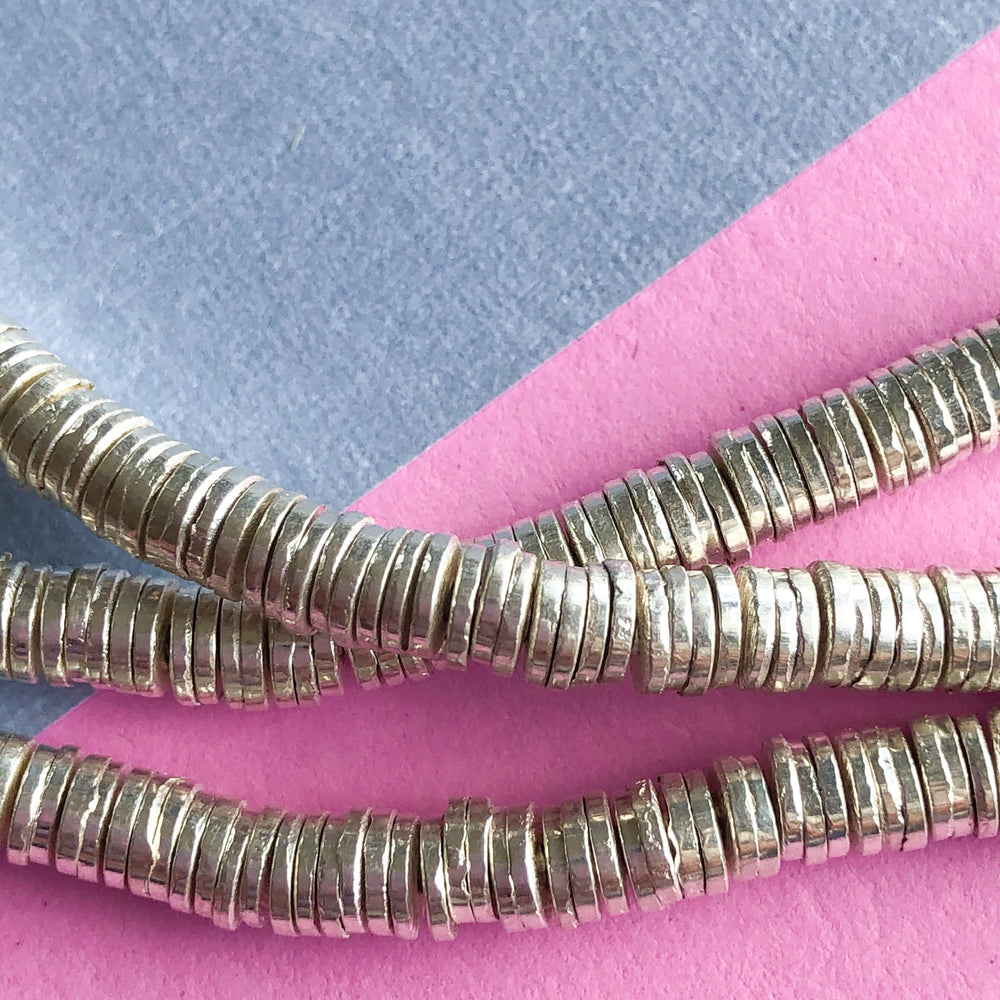 4mm Brushed Silver Plated Heishi Strand