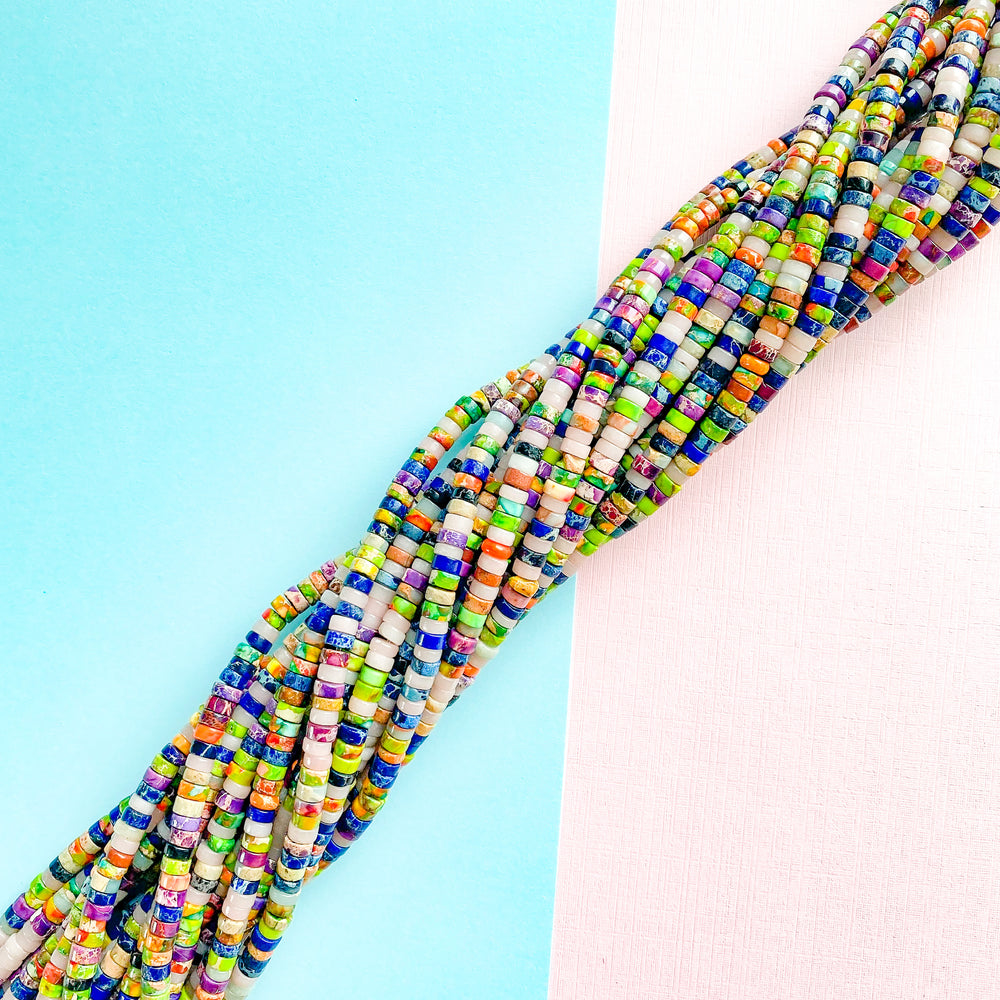 
                
                    Load image into Gallery viewer, 4mm Multicolor Stone Mix Heishi Strand
                
            
