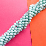 8mm Soft Teal Faceted Chinese Crystal Rondelle Strand