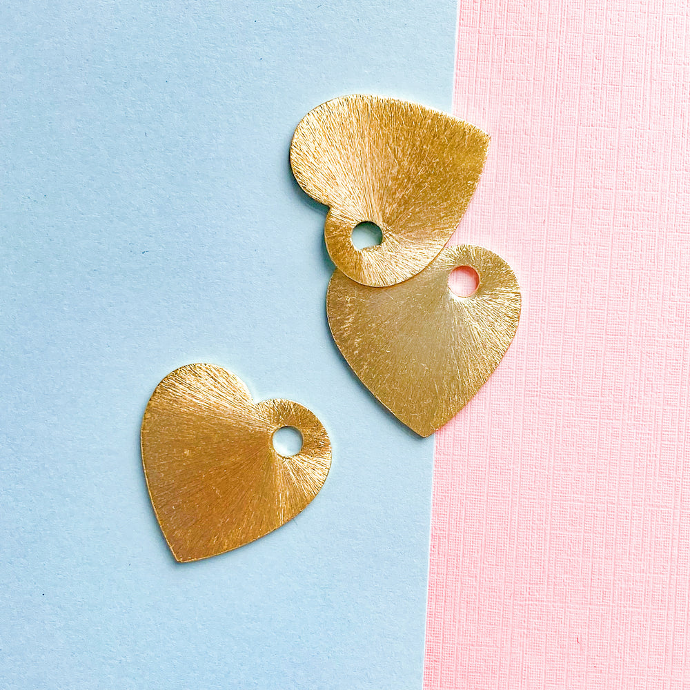 
                
                    Load image into Gallery viewer, 21mm Brushed Gold Heart - 3 Pack
                
            