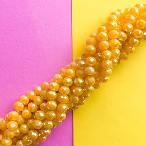 7mm Butterscotch Yellow Faceted Chinese Crystal Strand