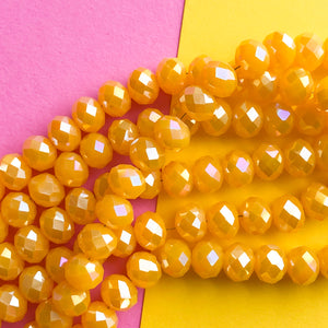 7mm Butterscotch Yellow Faceted Chinese Crystal Strand