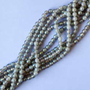 6mm Faceted Natural Agate Strand With AB Finish