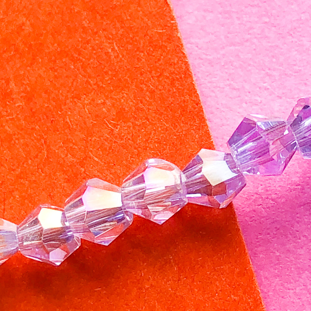 3mm Lilac AB Faceted Chinese Crystal Bicone Strand