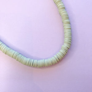 
                
                    Load image into Gallery viewer, 8mm Sage Green Polymer Clay Heishi Strand
                
            