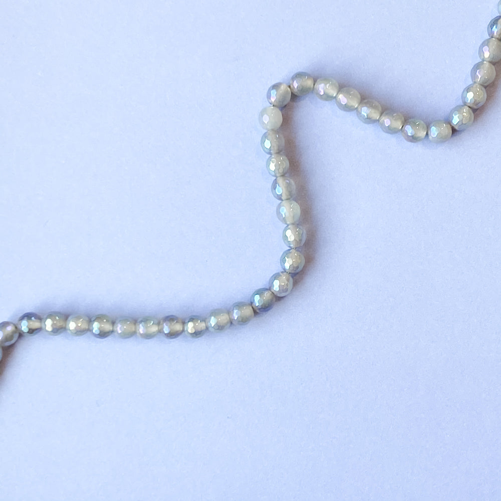 6mm Faceted Natural Agate Strand With AB Finish