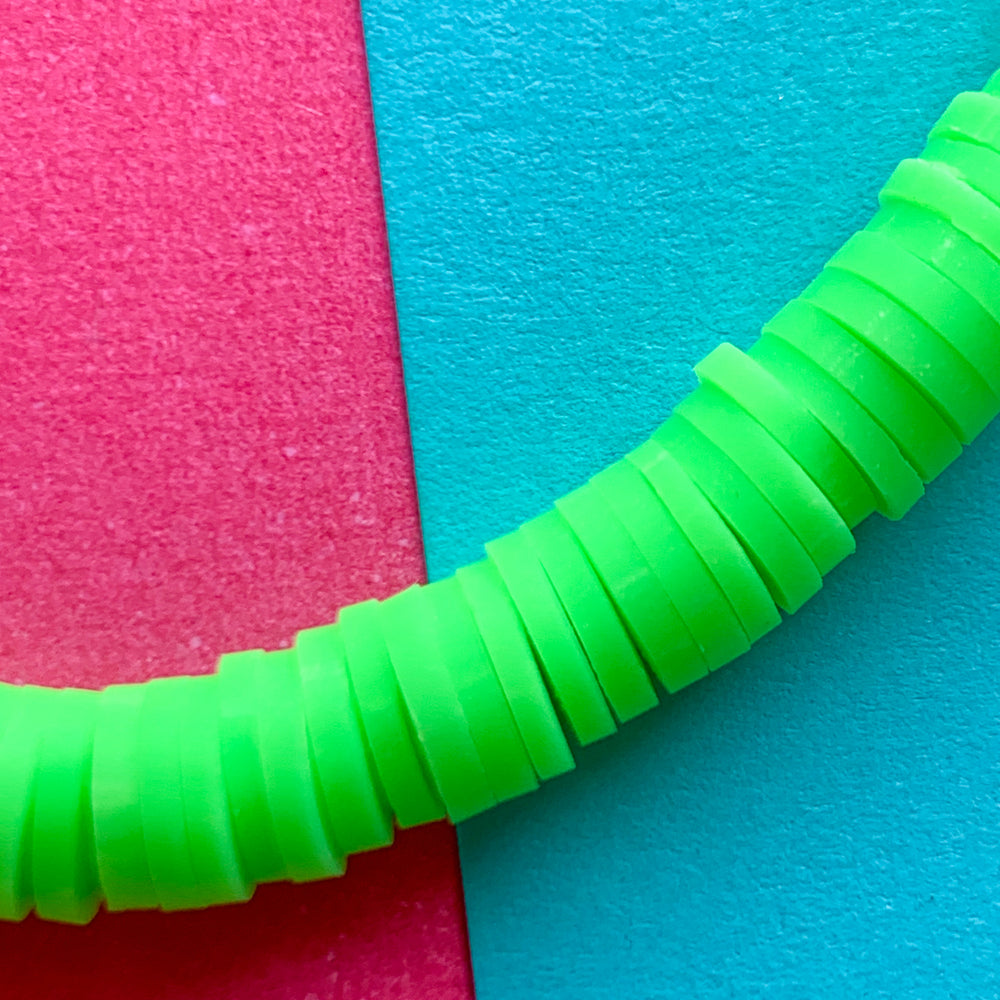 6mm Neon Green Polymer Clay Strand