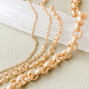 1.5-7mm Brushed Gold Rolo Chain - Christine White Style