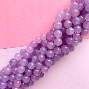8mm Lavender Dyed Jade Rounds Strand