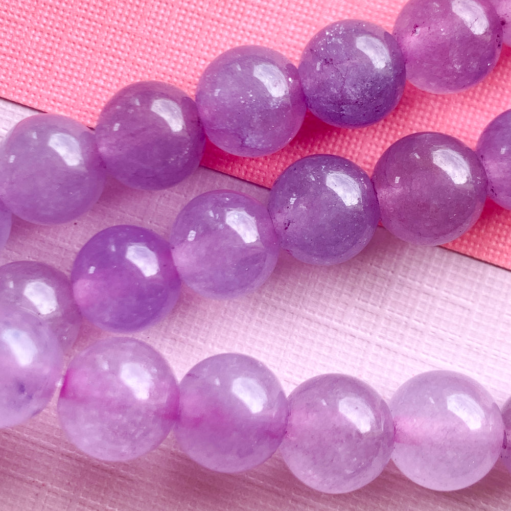 8mm Lavender Dyed Jade Rounds Strand