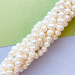 7-9mm White Freshwater Pearl Rounds Strand
